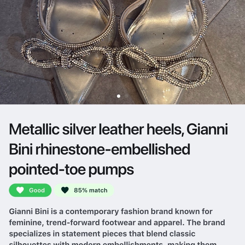 Gianni Bini Silver Crystal Strappy Pointed-Toe Heels - Picture 7 of 8